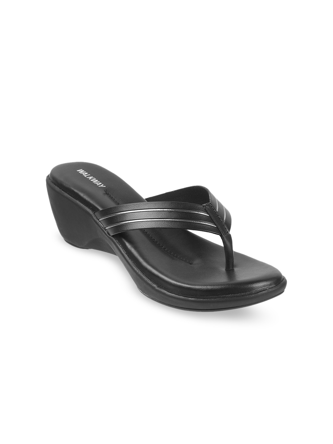 

WALKWAY by Metro Striped Open Toe Wedge, Black