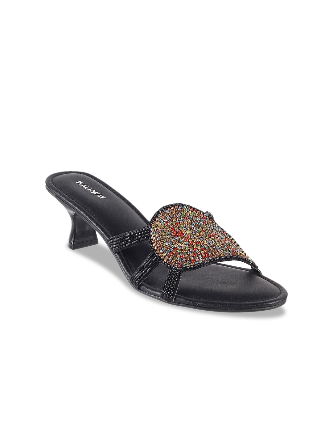 

WALKWAY by Metro Embellished Open Toe Kitten Heels, Black