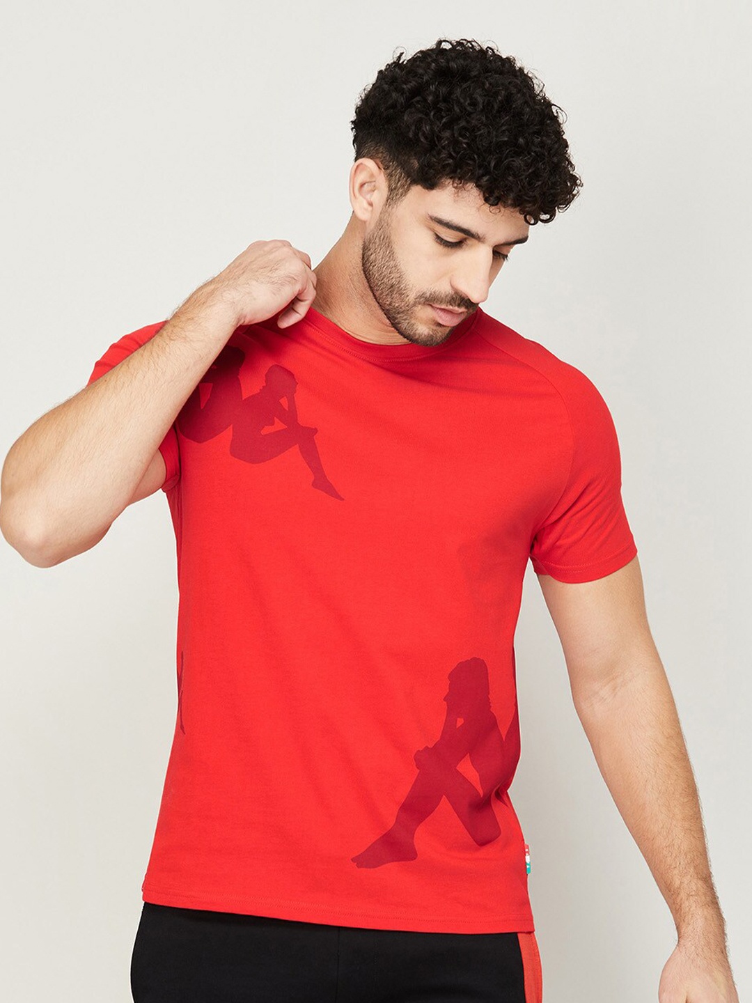 

Kappa Graphic Printed Round Neck Cotton T-shirt, Red
