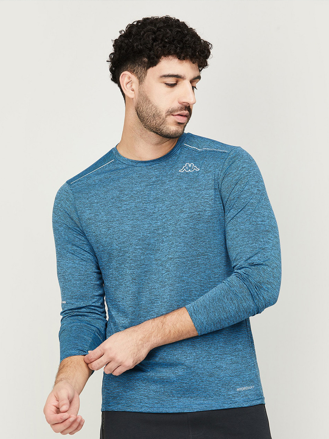 

Kappa Self Design Cotton Casual T-Shirt, Blue