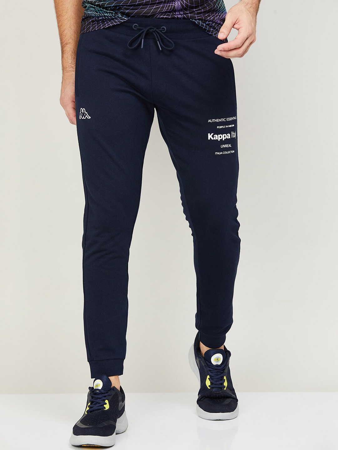 

Kappa Men Mid-Rise Slim Fit Cotton Joggers, Blue