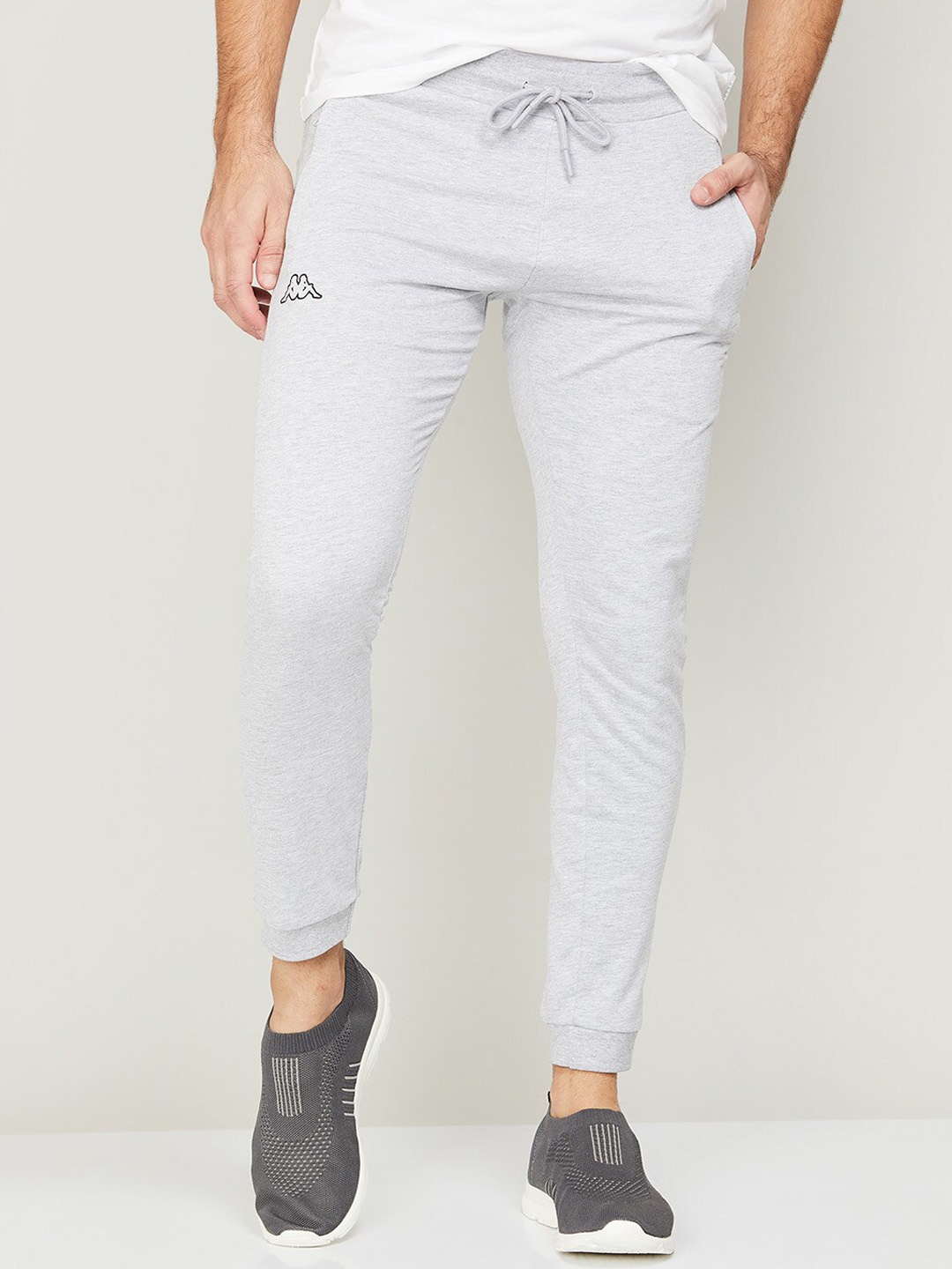 

Kappa Men Mid-Rise Slim Fit Cotton Joggers, Grey