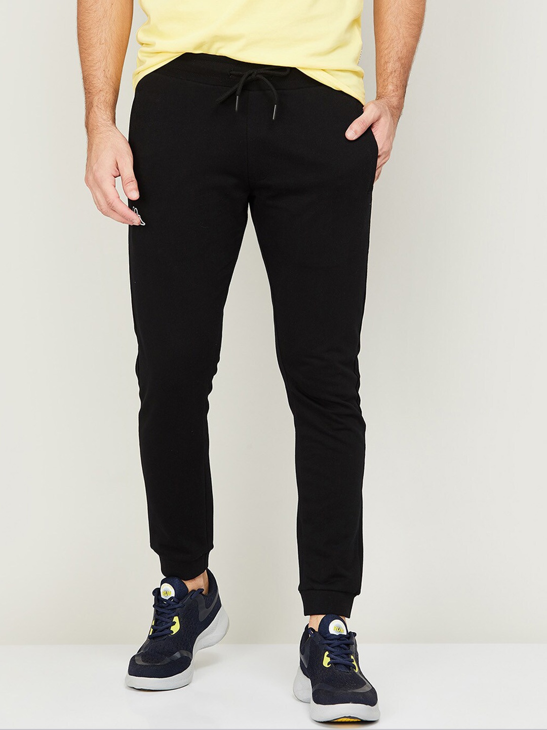 

Kappa Men Mid-Rise Slim Fit Cotton Joggers, Black