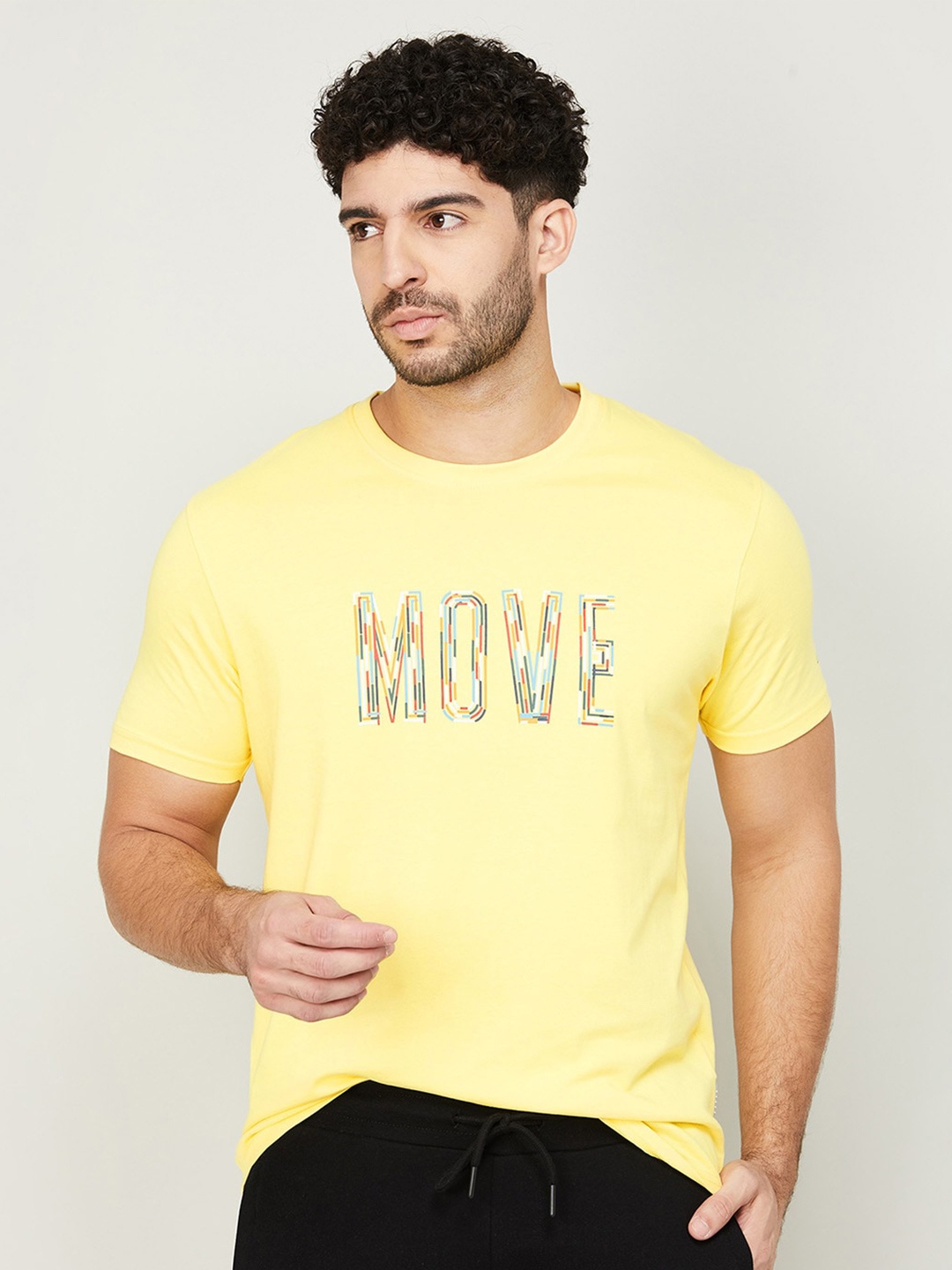 

Kappa Typography Printed Cotton Casual T-Shirt, Mustard