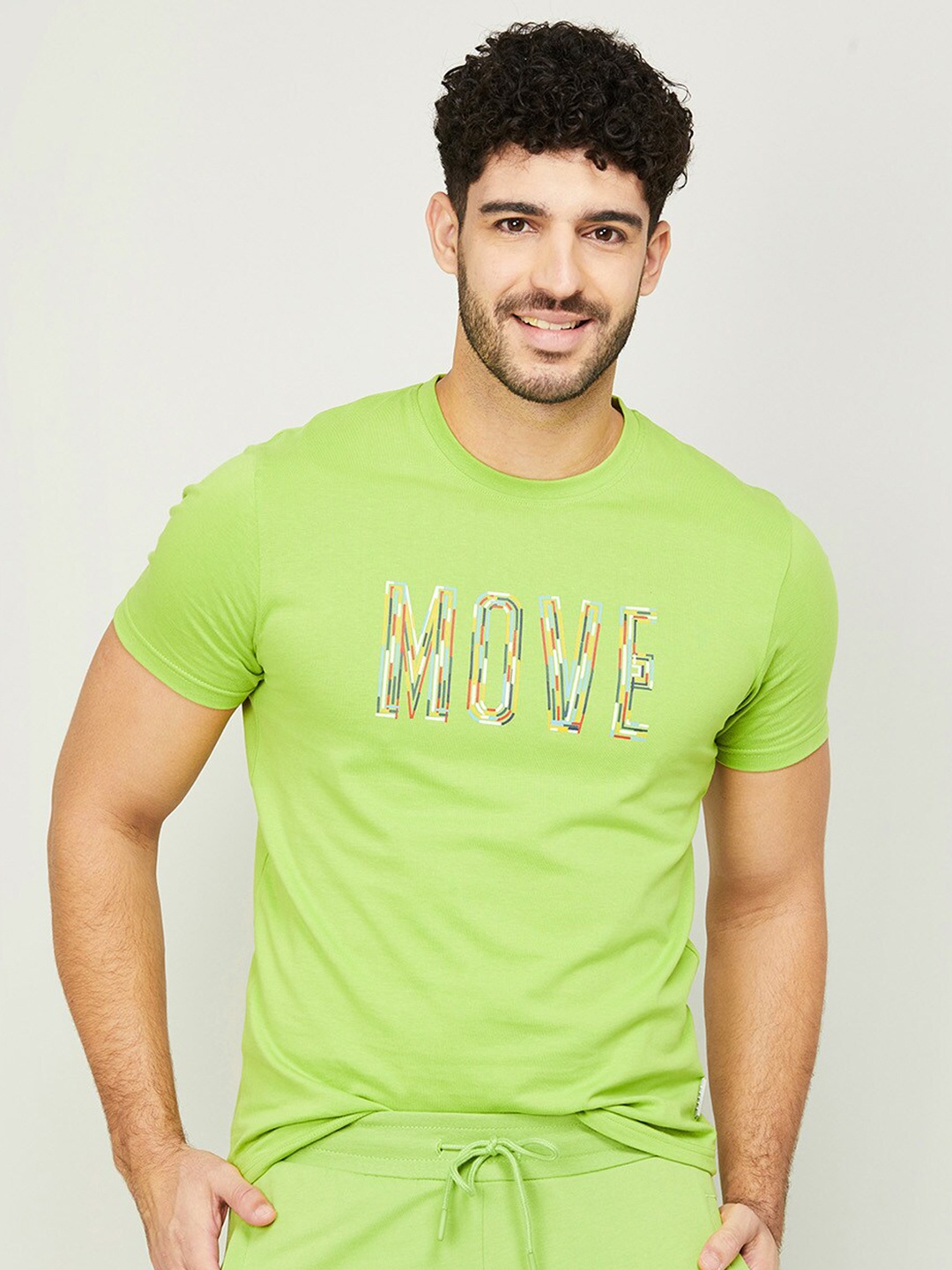 

Kappa Typography Printed Round Neck Casual Cotton T-shirt, Green