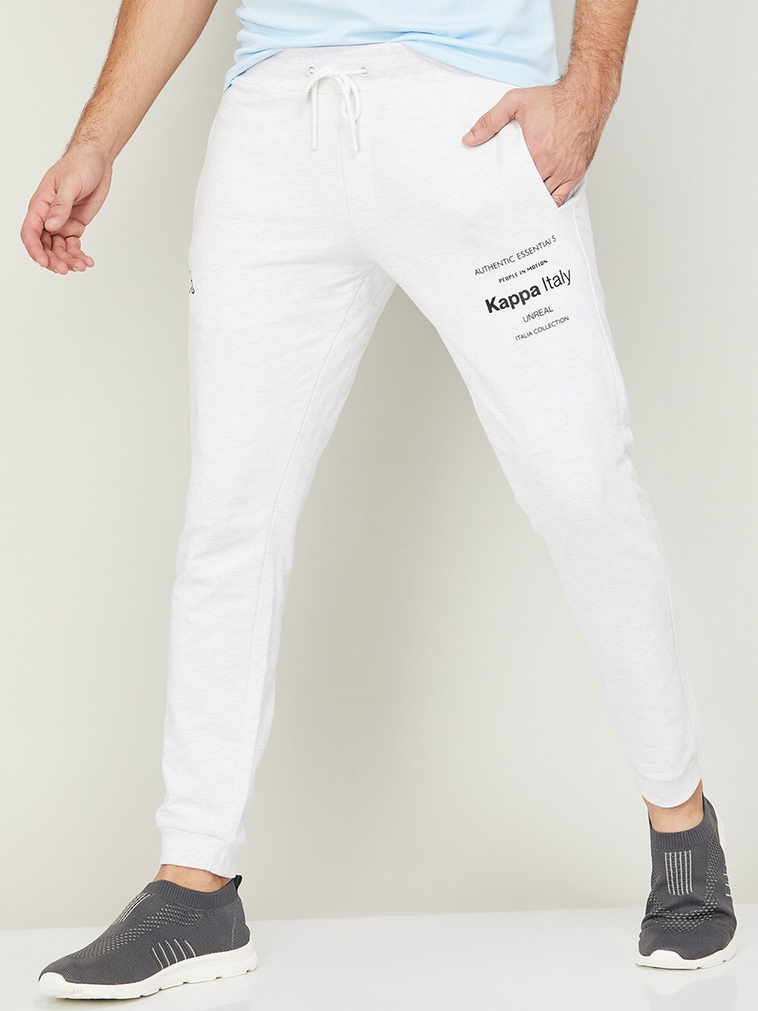 

Kappa Men Mid-Rise Slim-Fit Cotton Joggers, White