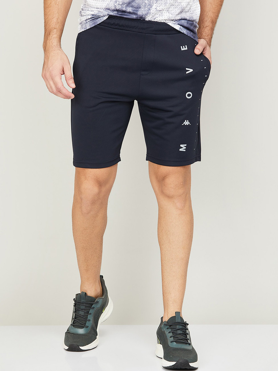 

Kappa Men Typography Printed Mid-Rise Sports Shorts, Navy blue