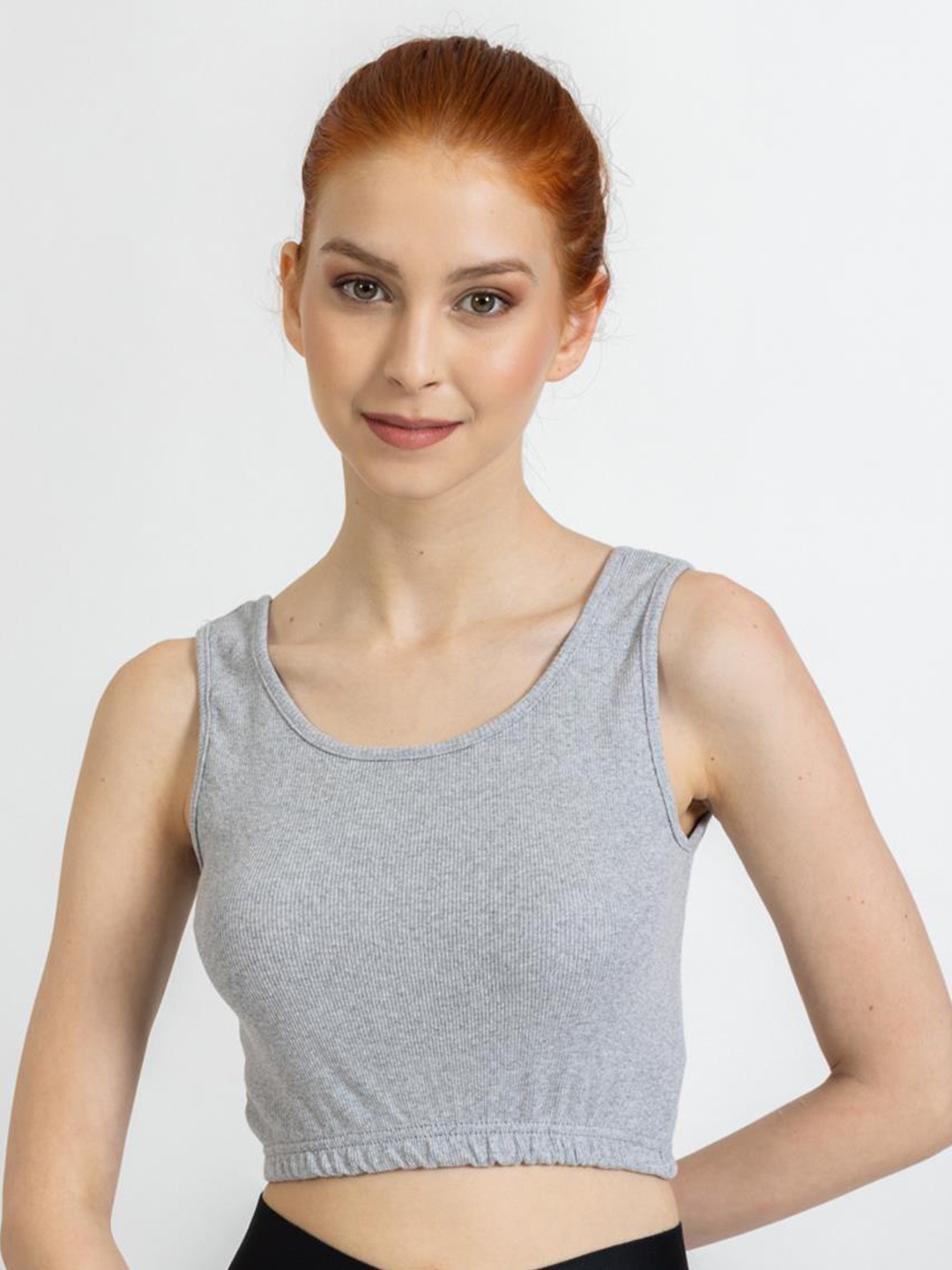 

PRET A TUER Sleeveless Fitted Crop Top, Grey
