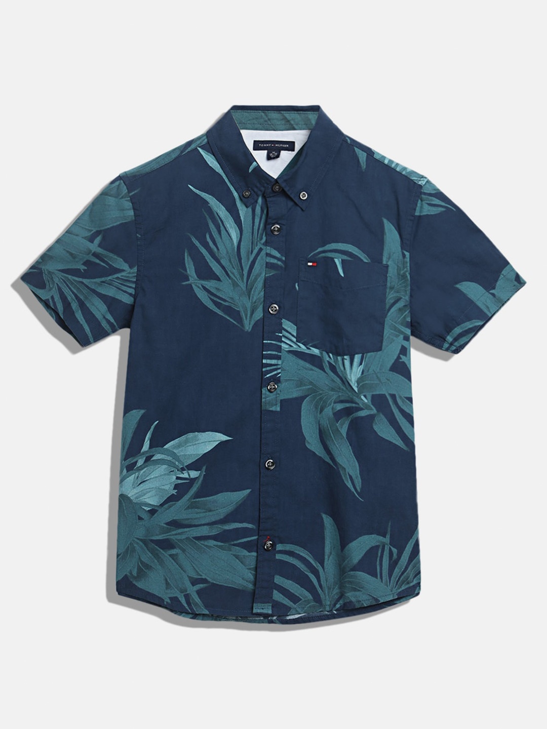 

Tommy Hilfiger Boys Floral Printed Cotton Casual Shirt, Navy blue