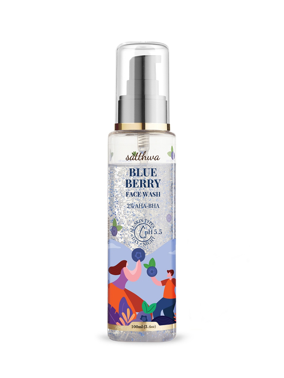 

Satthwa Blueberry Face Wash with 2% AHA-BHA - 100ml, Blue