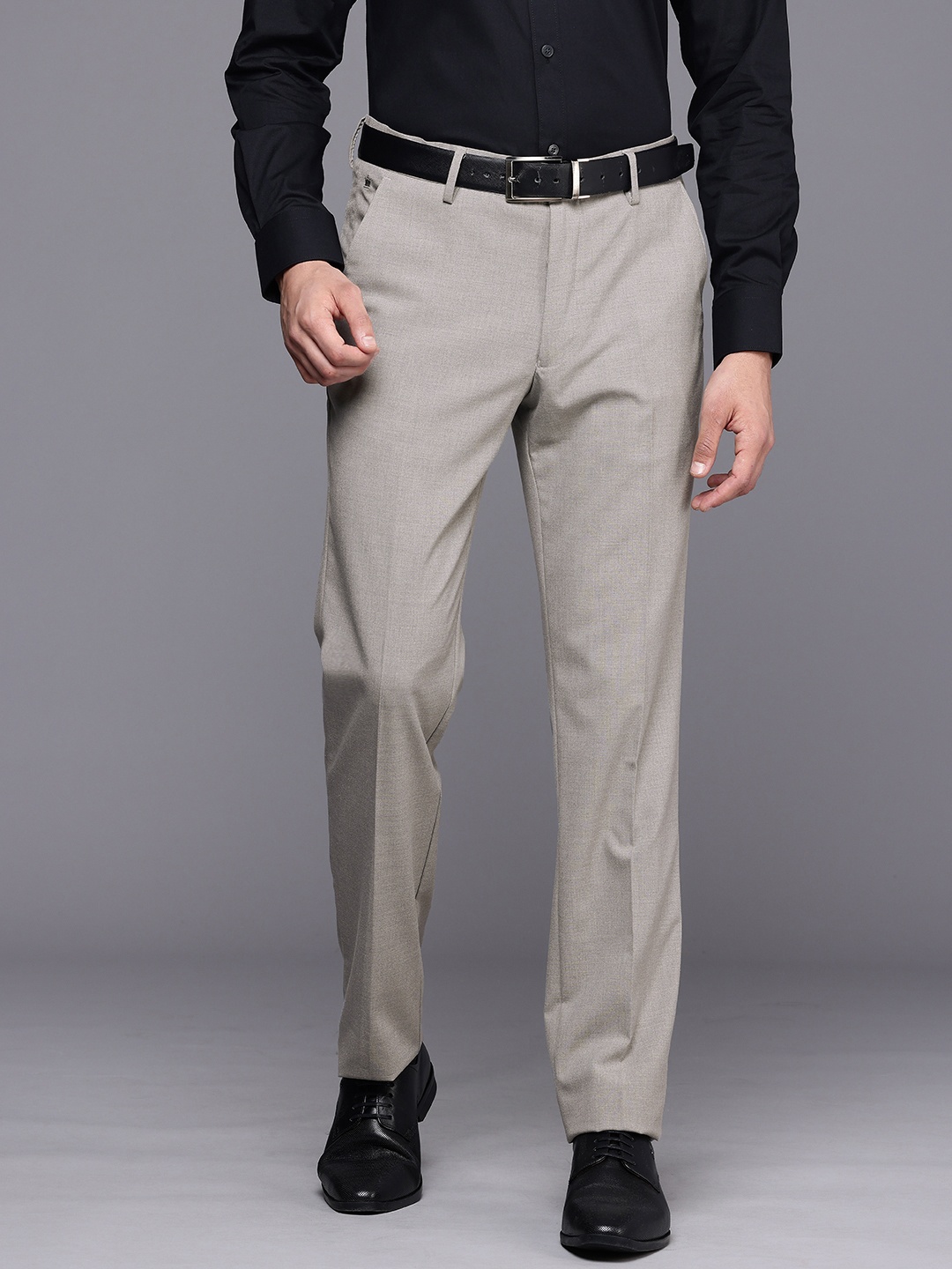

Louis Philippe Men Slim Fit Formal Trousers, Grey