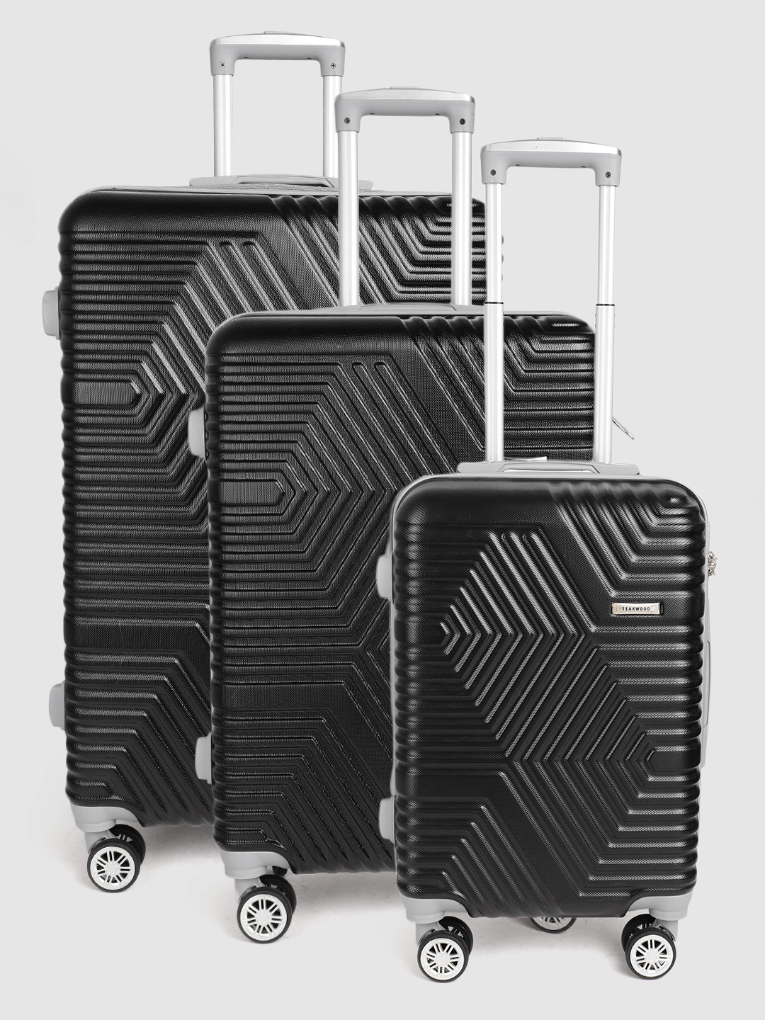 

Teakwood Leathers Set of 3 Textured Hard-Sided Trolley Bags, Black