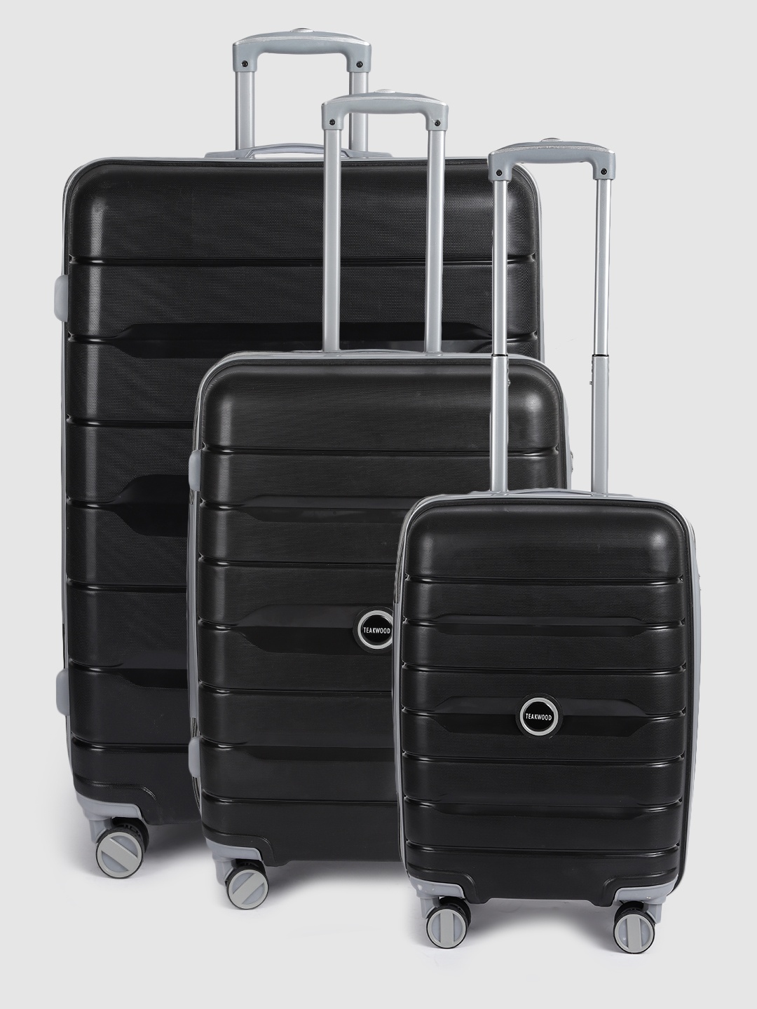 

Teakwood Leathers Set of 3 Textured Hard-Sided Trolley Bags, Black