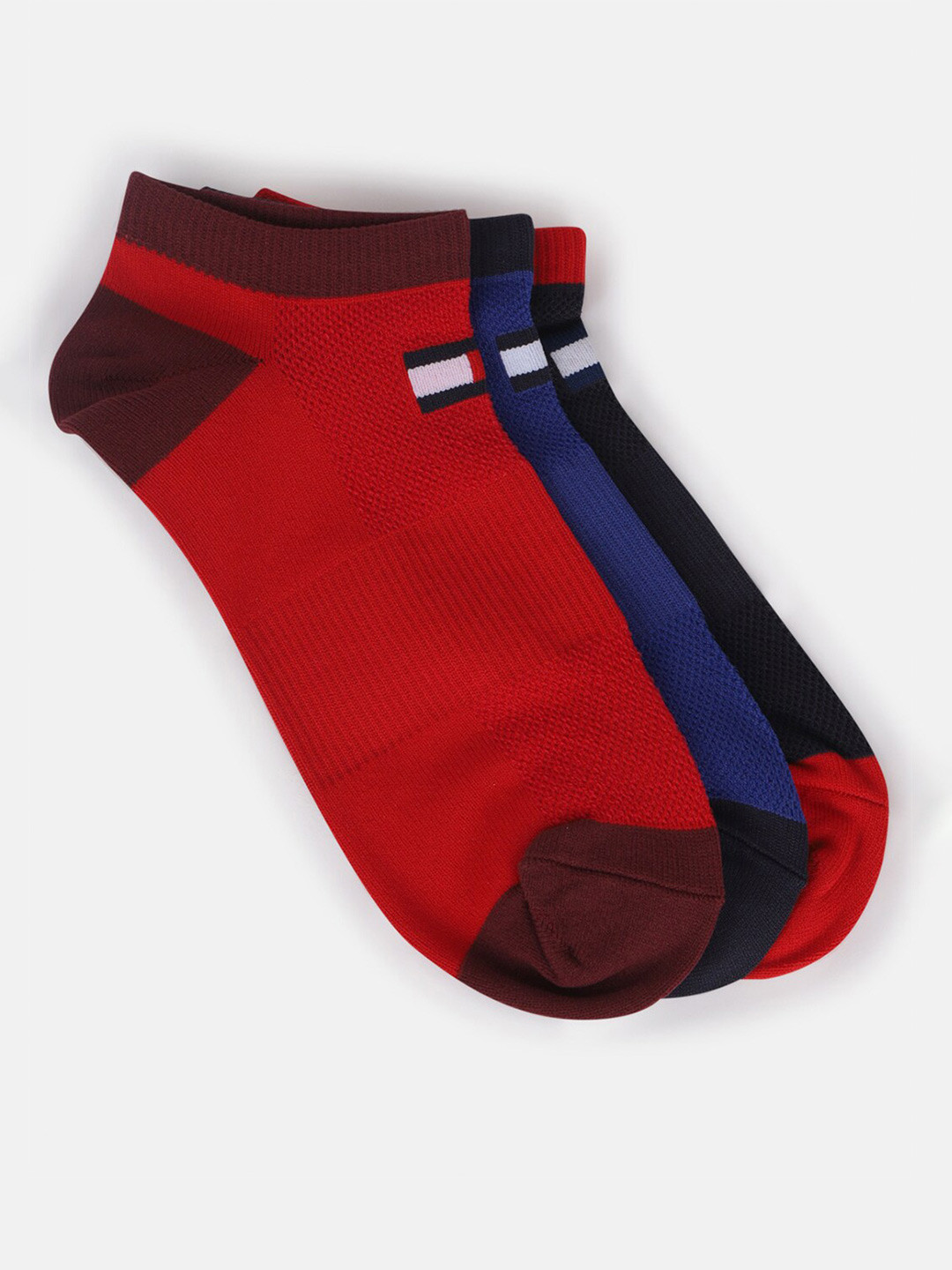 

Tommy Hilfiger Men Pack Of 3 Ankle-Length Socks, Red