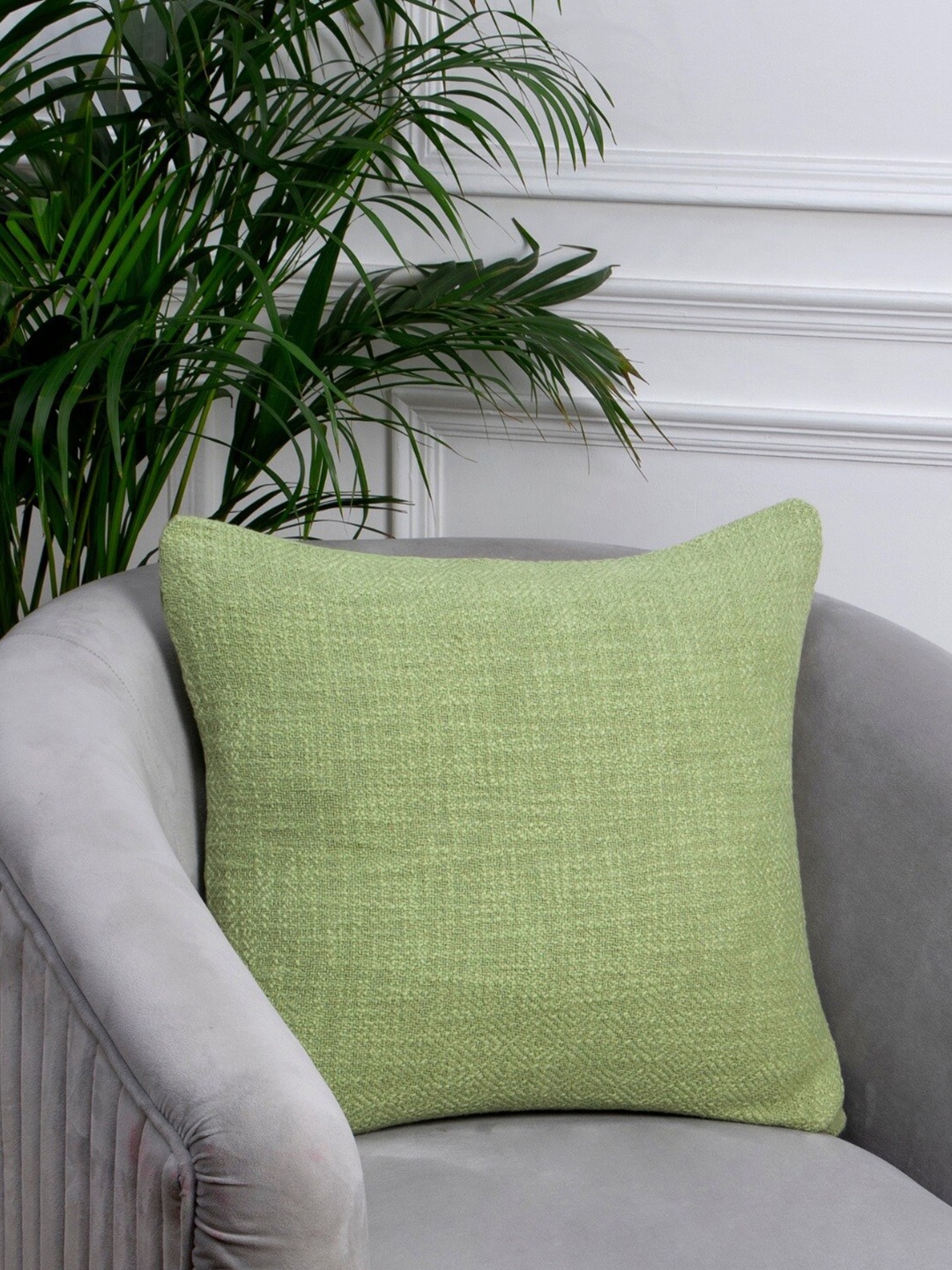 

Aditi Wasan Green Cotton Square Cushion Cover