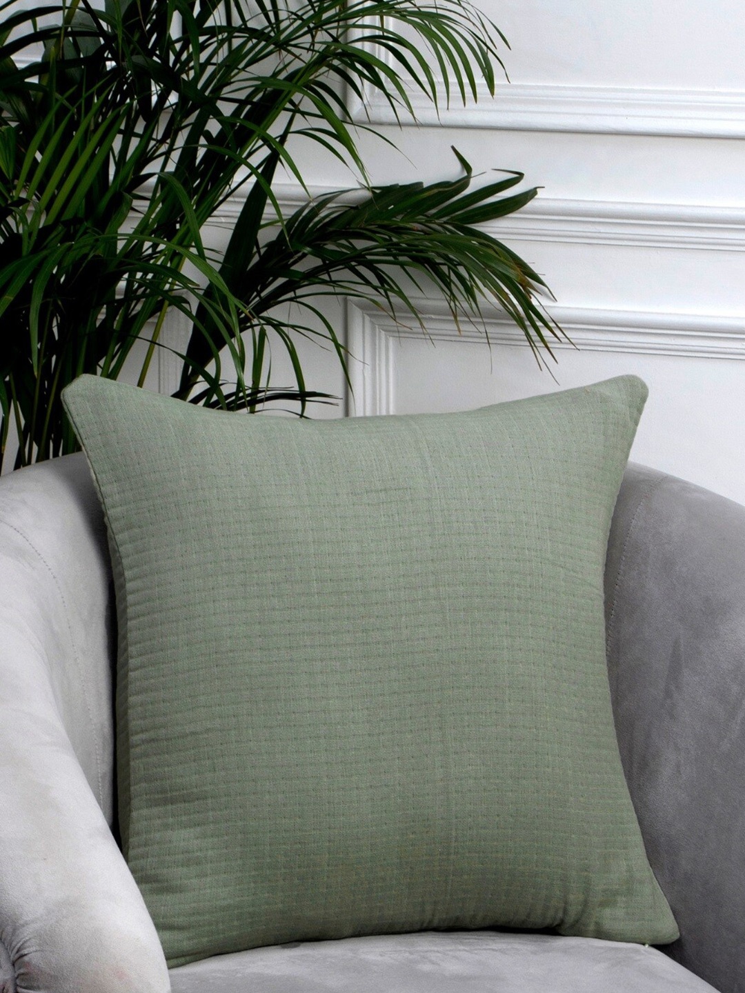 

Aditi Wasan Olive Green Cotton Square Cushion Cover