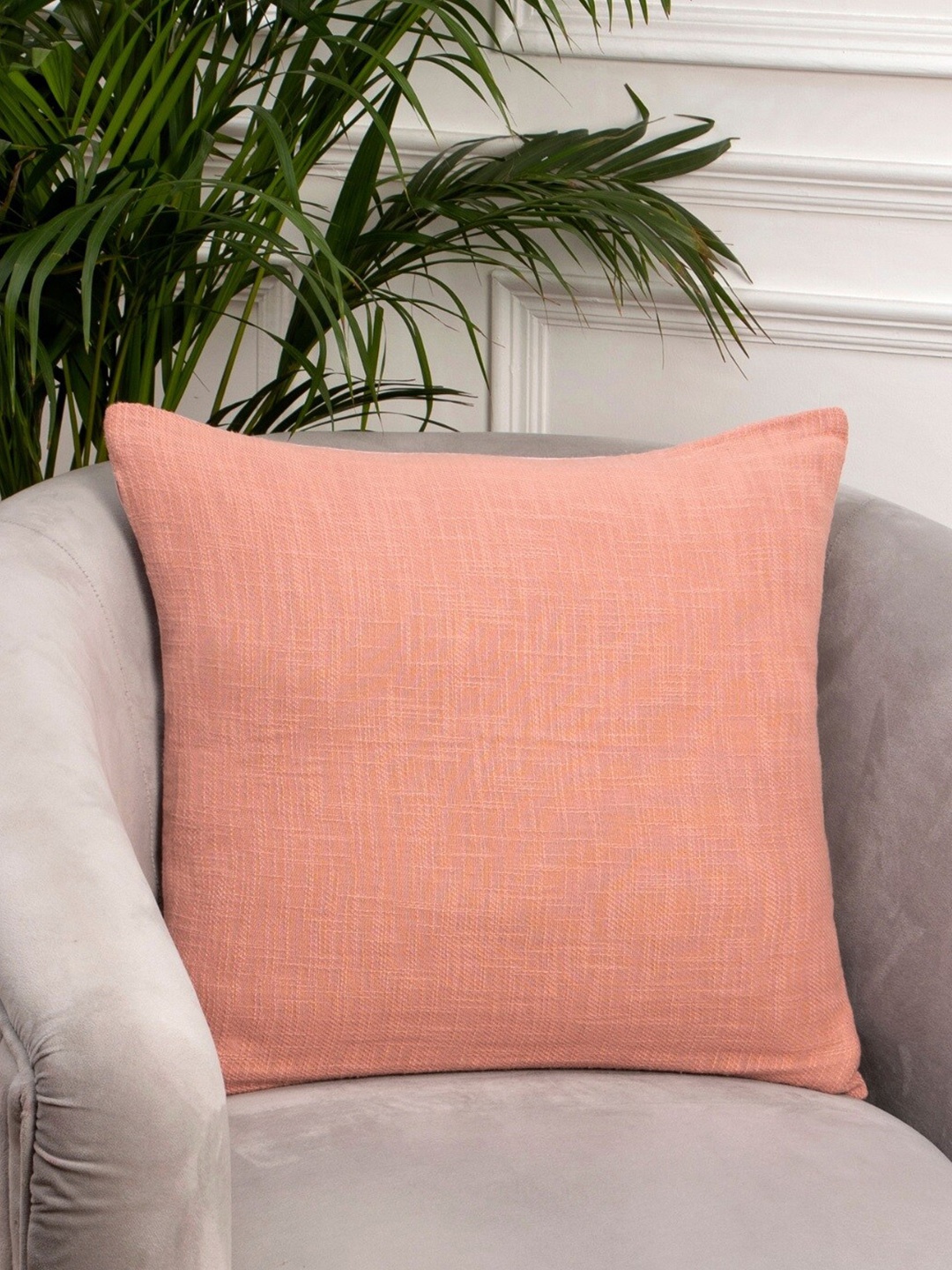 

Aditi Wasan Peach-Coloured Square Cotton Cushion Cover