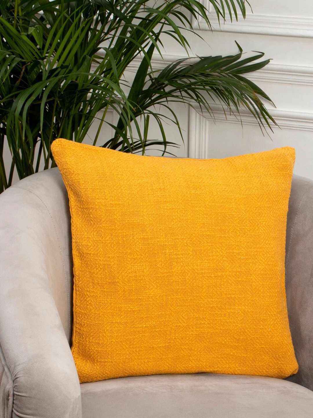 Aditi Wasan Mustard Cotton Square Cushion Cover