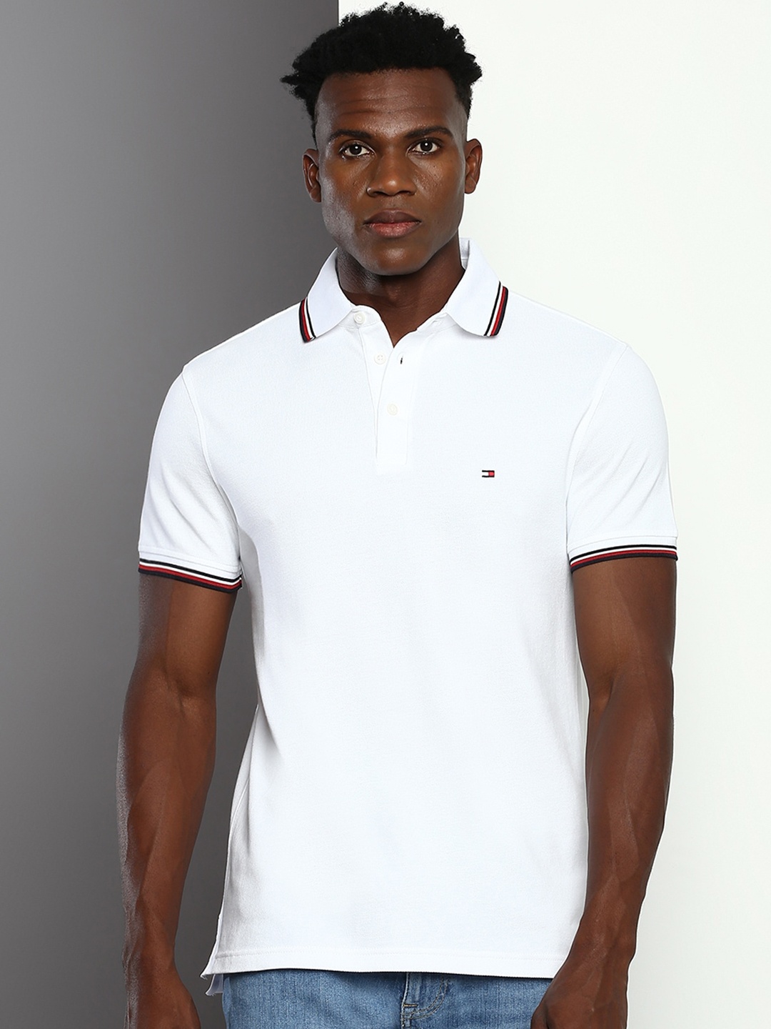 Tommy Hilfiger Polo Collar Slim Fit Short Sleeve T-shirt, White