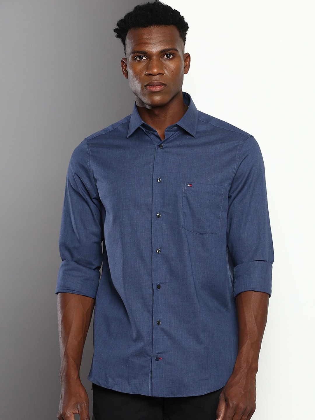

Tommy Hilfiger Opaque Checked Pure Cotton Casual Shirt, Navy blue