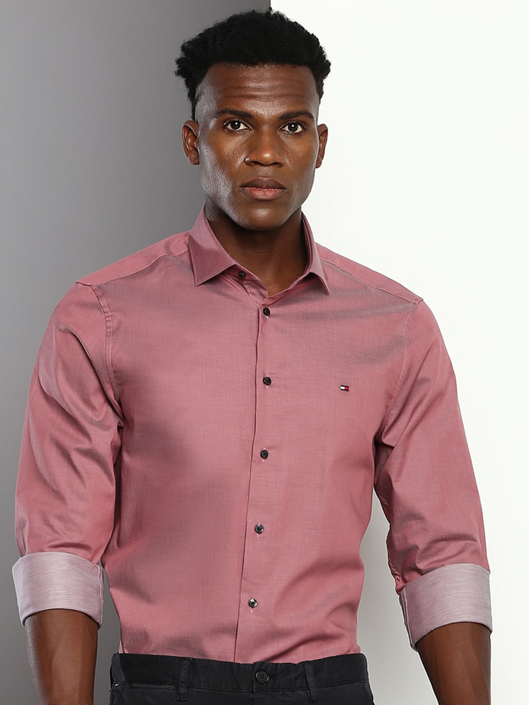 

Tommy Hilfiger Slim Fit Opaque Twill Casual Shirt, Red