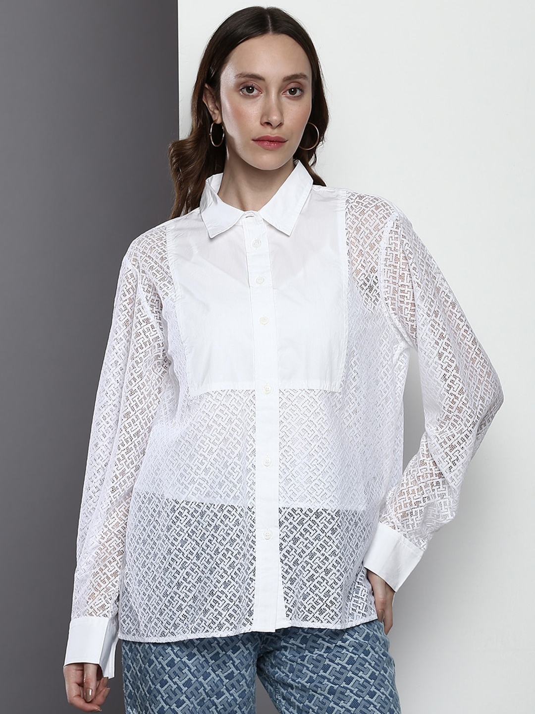 

Tommy Hilfiger Slim Fit Spread Collar Long Sleeves Casual Shirt, White
