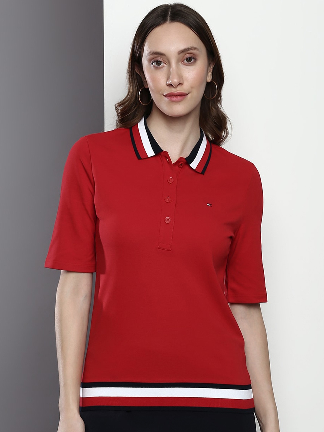 

Tommy Hilfiger Polo Collar Short Sleeve T-shirt, Red
