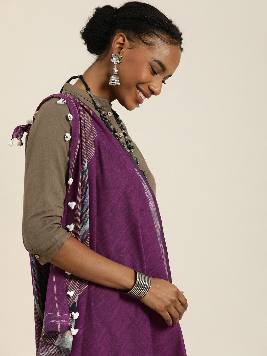 

Taavi Solid Pure Cotton Dupatta, Purple