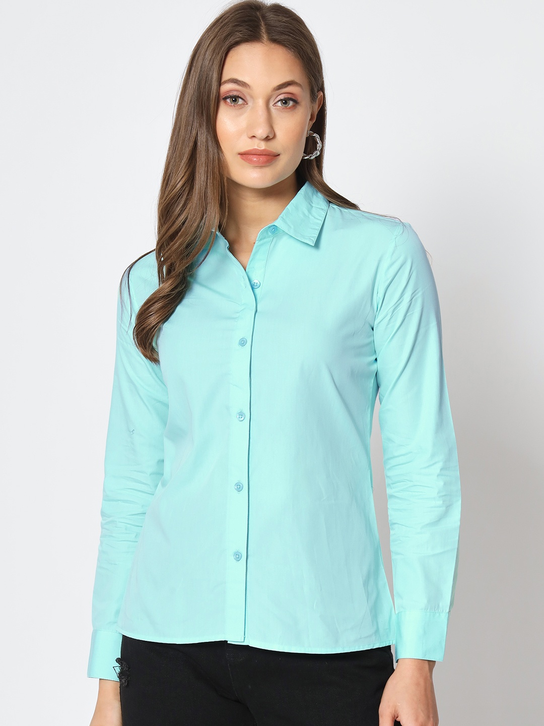 

CHARMGAL Classic Pure Cotton Gapless Technology Shirt, Blue