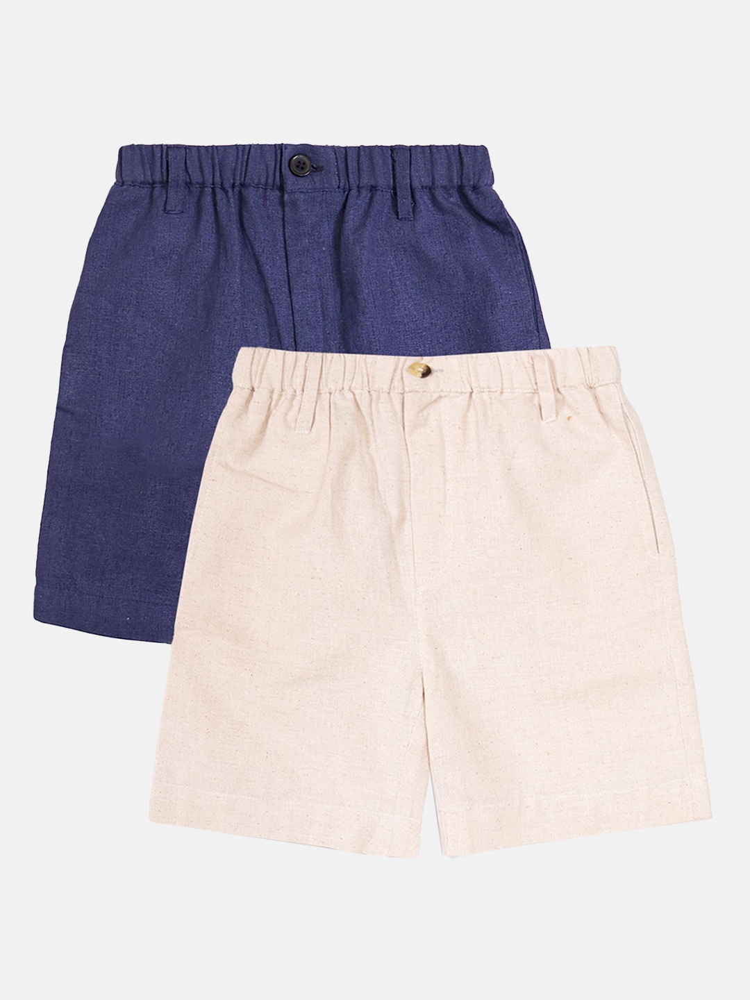 

Whistle & Hops Boys Pack Of 2 Mid Rise Linen Chino Shorts, Navy blue