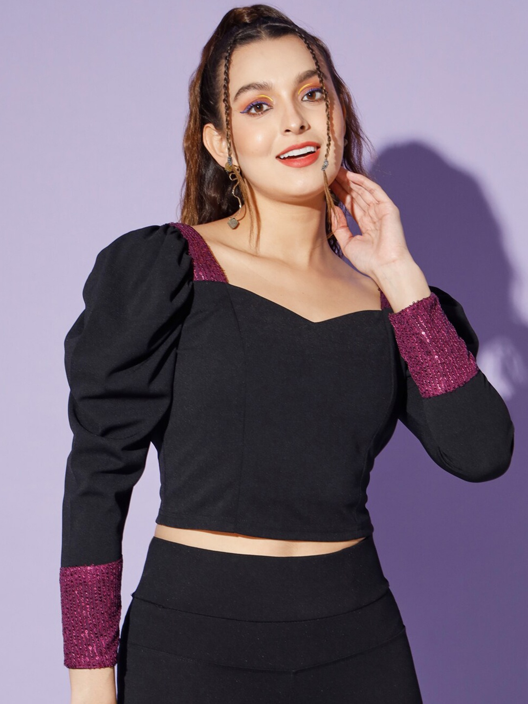 

WoowZerz Sequin Crop Top, Black