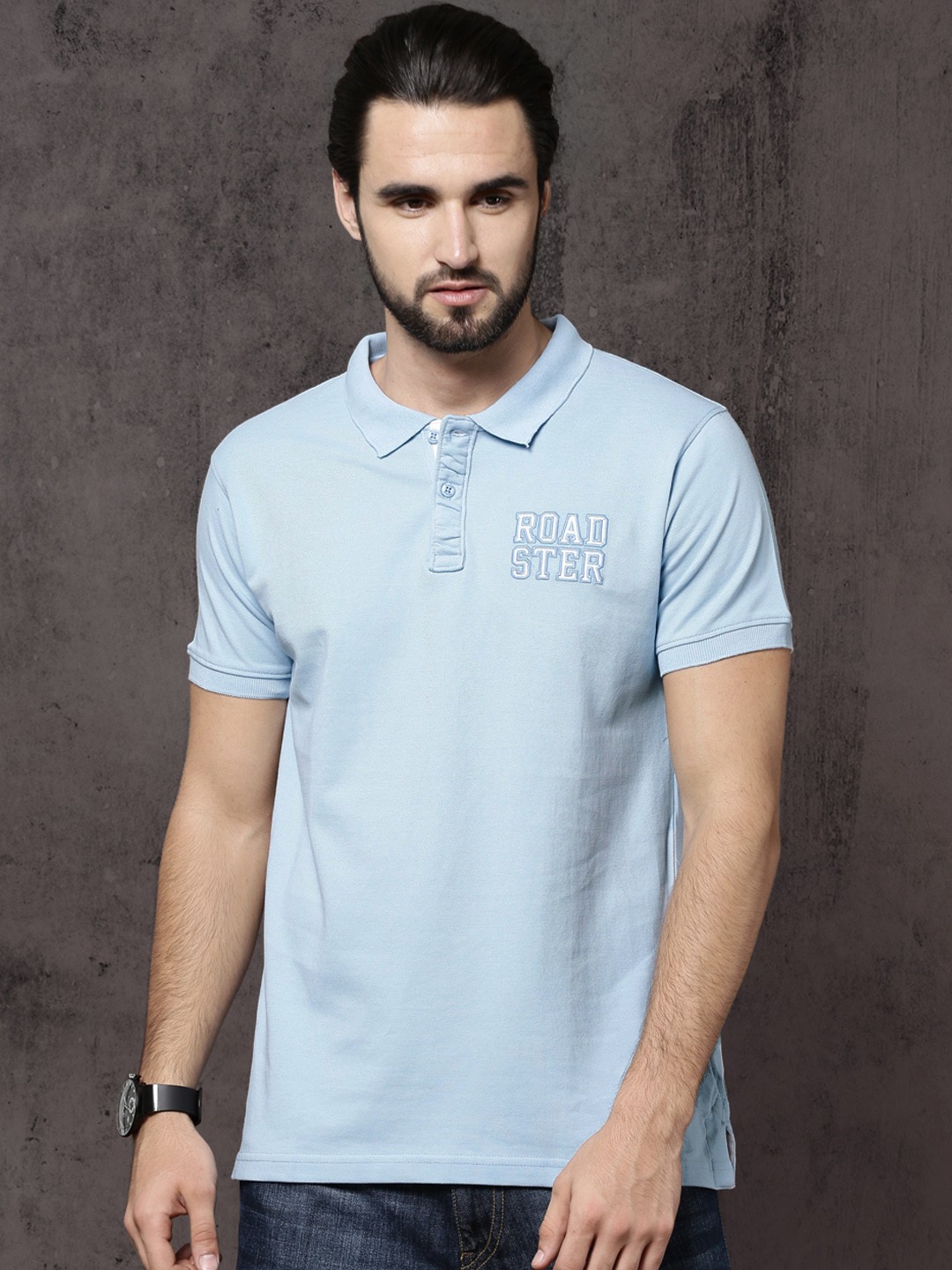 

Roadster Men Blue Solid Polo Collar T-shirt