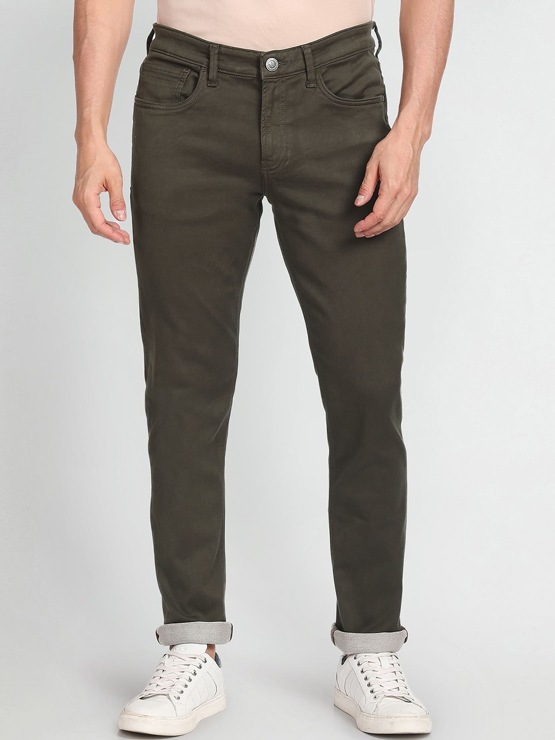 

Arrow Sport Men Slim Fit Mid-Rise Clean Look Jeans, Olive