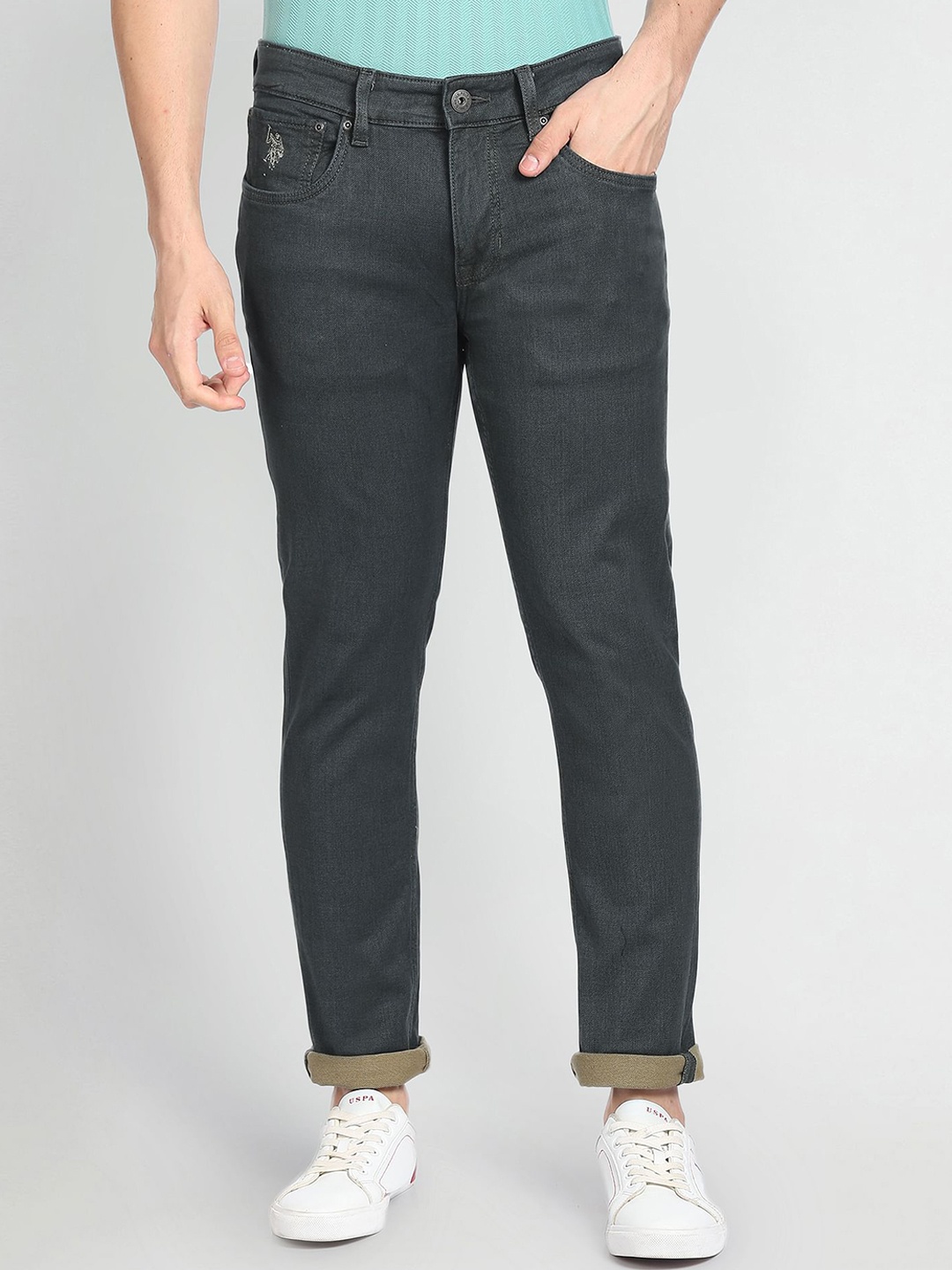 U.S. Polo Assn. Denim Co. Men Slim Fit Mid-Rise Jeans, Green