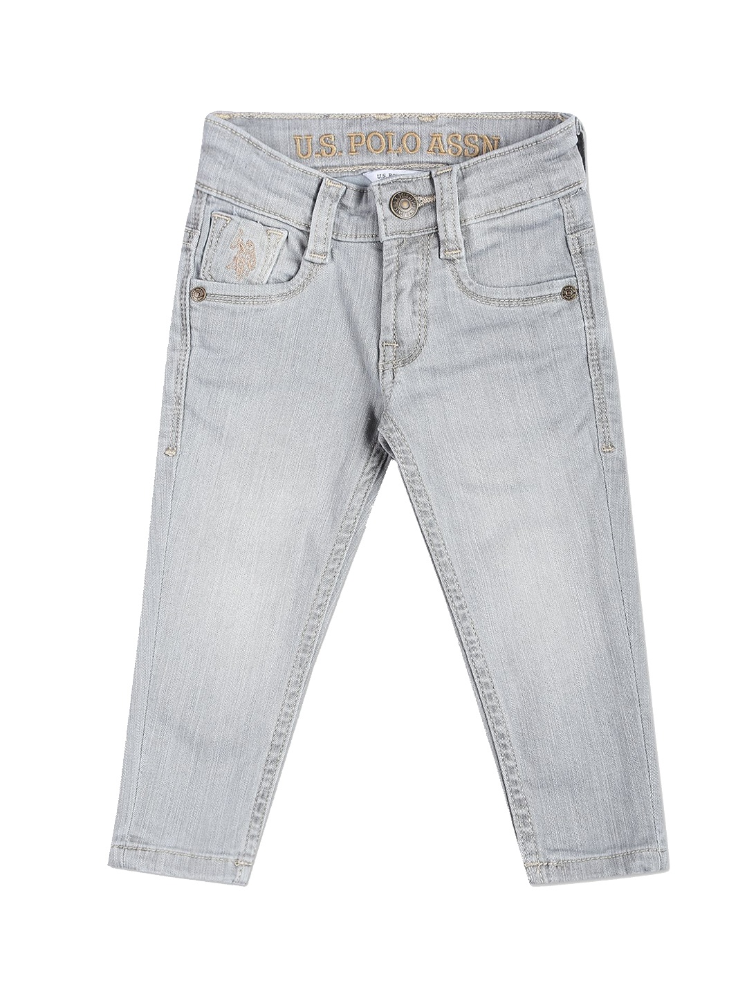 

U.S. Polo Assn. Kids Boys Skinny Fit Mid Rise Cotton Jeans, Grey