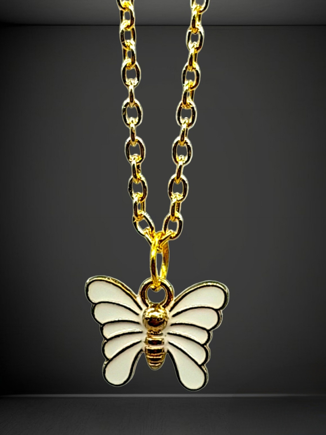 

DIAN Gold-Plated Enamelled Butterfly Shaped Pendant With Chain