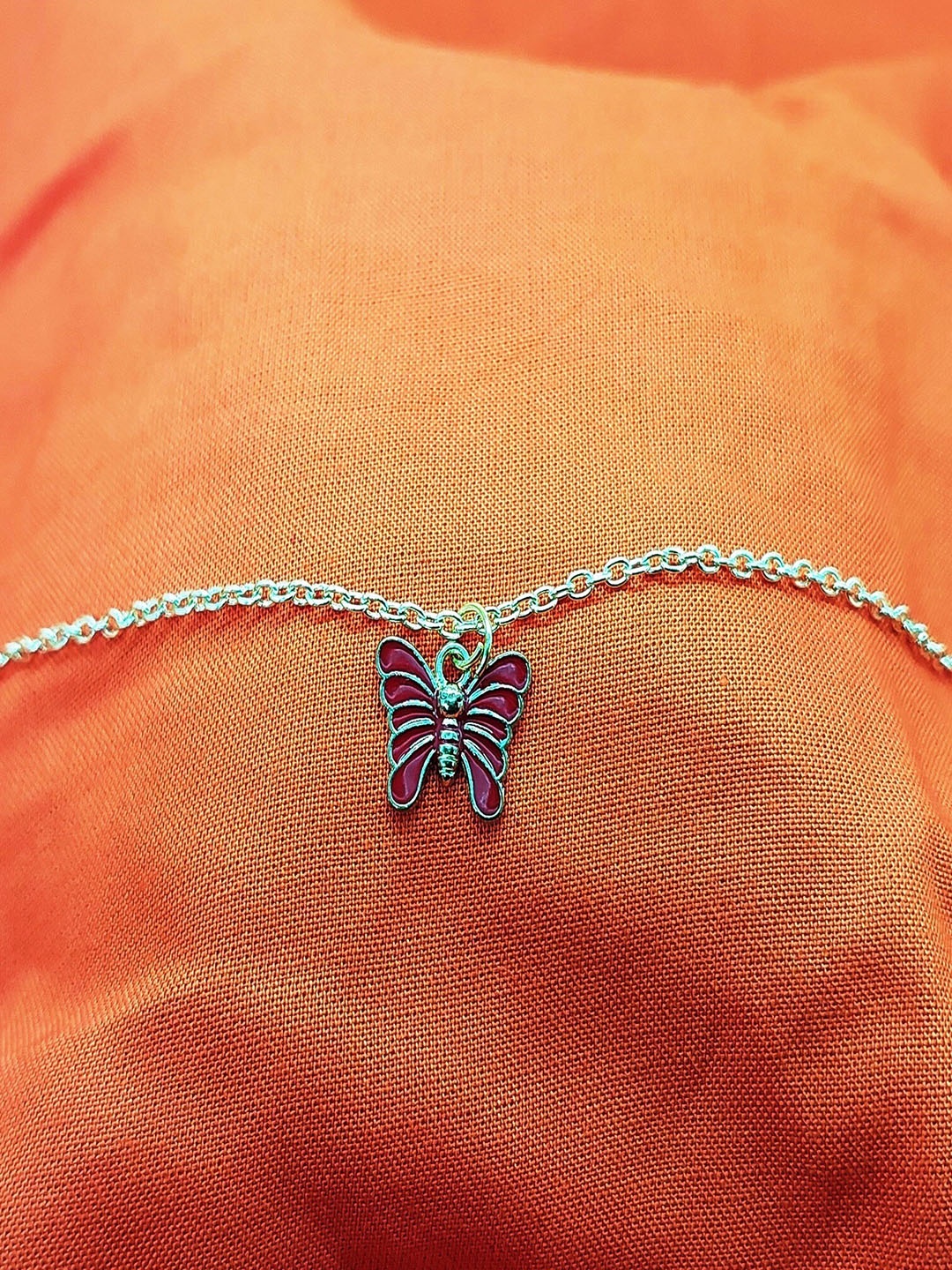 

DIAN Gold-Plated Enamelled Butterfly Pendant With Chain