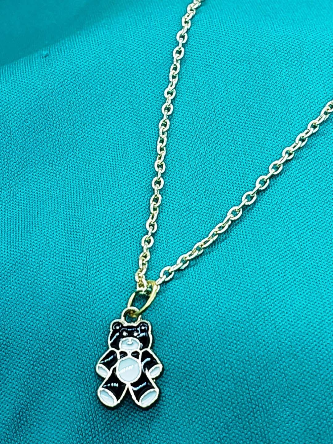 

DIAN Teddy Bear Shaped Pendant with Link Chain, Silver