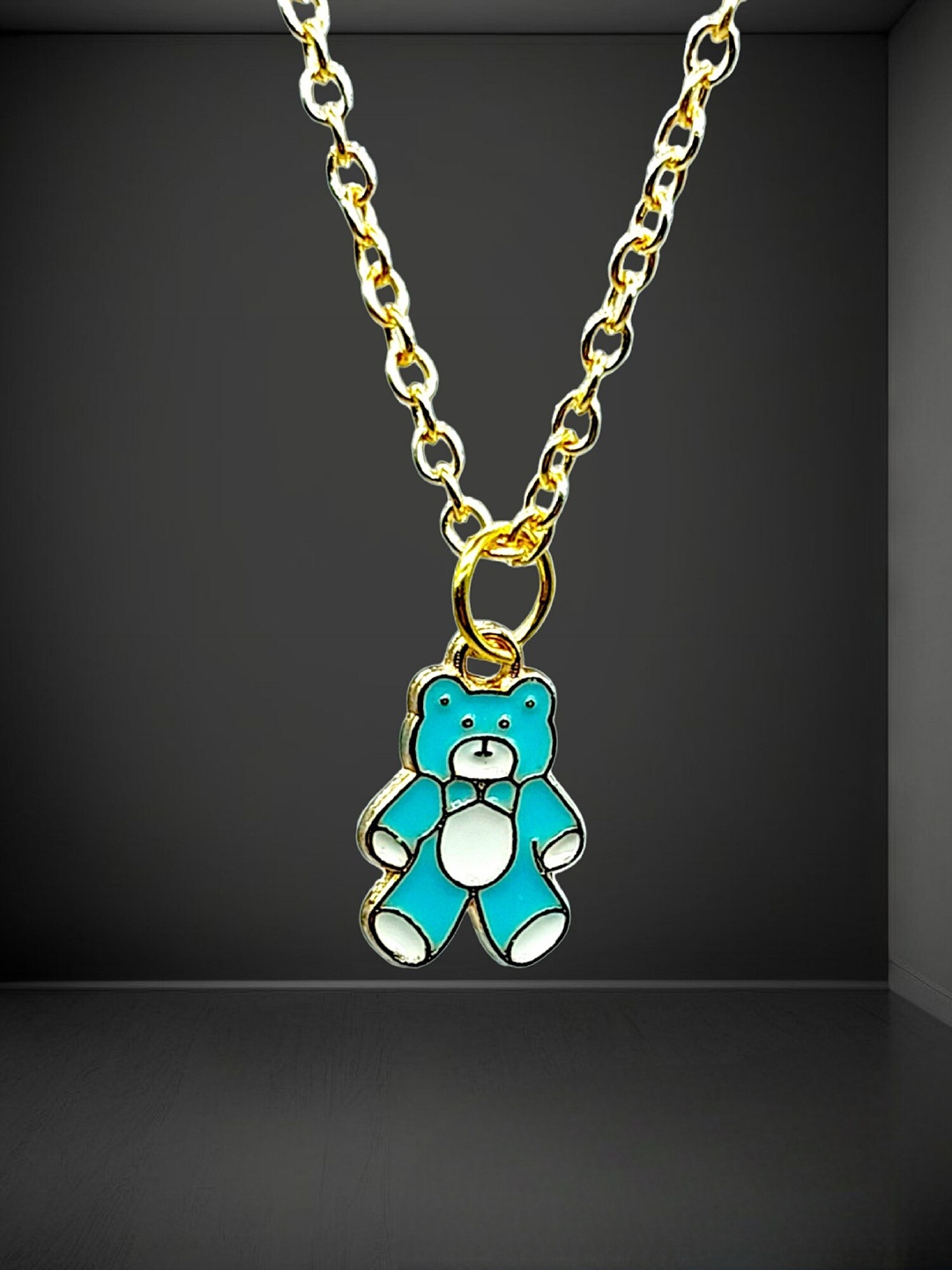 

DIAN Gold-Plated Enamelled Teddy Shaped Pendant With Chain