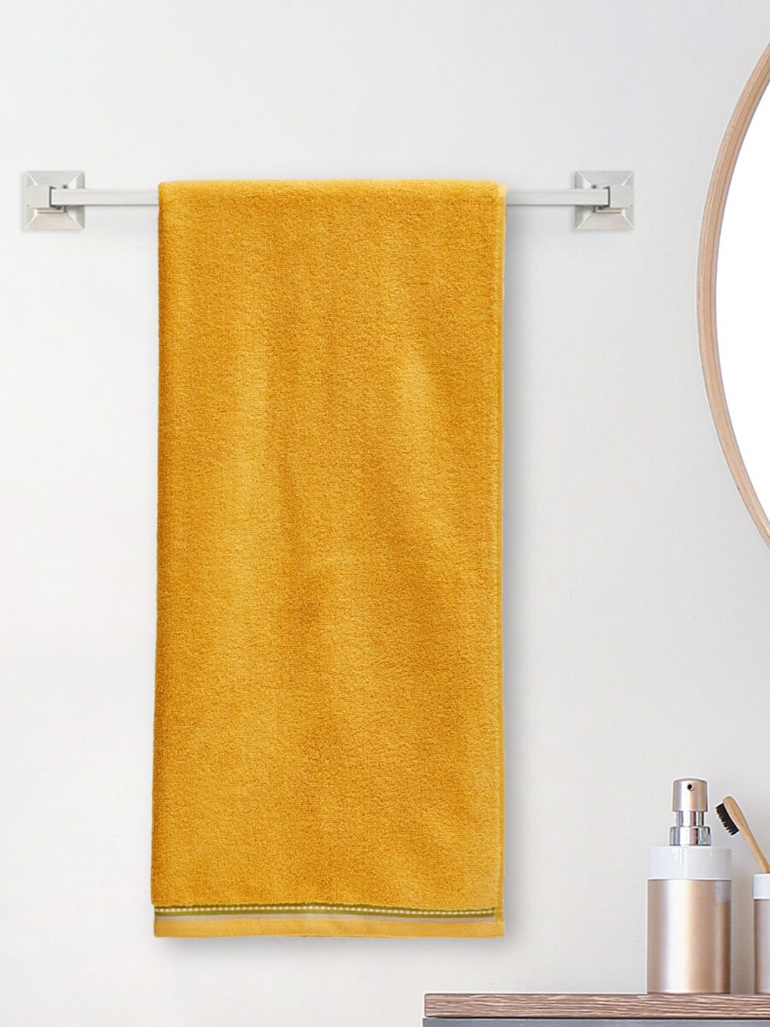 

Home Centre Medley-Dastkari Yellow 450 GSM Cotton Zero Twist Bath Towel
