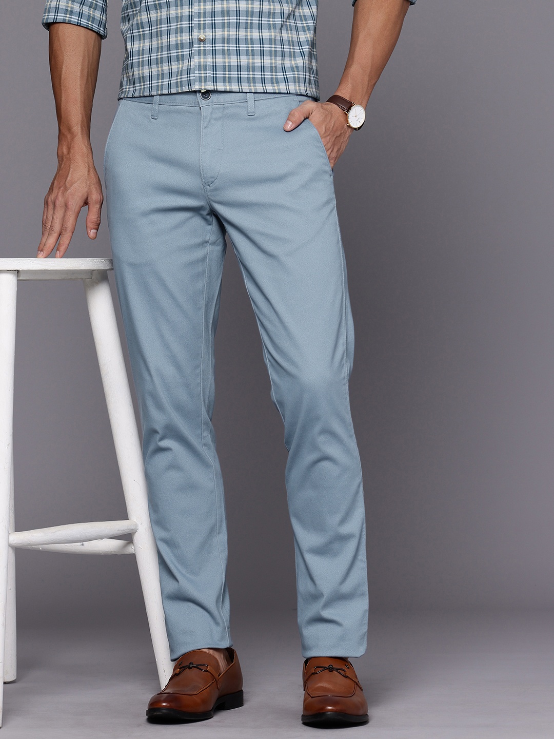 

Louis Philippe Sport Men Slim Fit Chinos Trousers, Blue