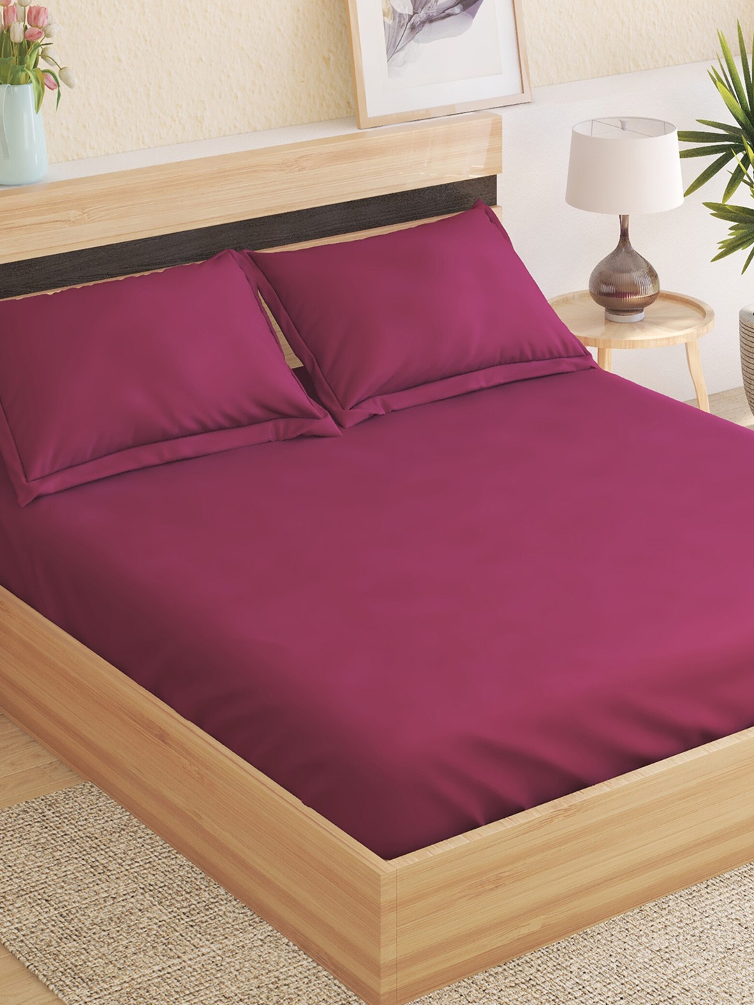

Home Centre Colour Refresh Purple 144 TC Cotton King Bedsheet & 2 Pillow Covers