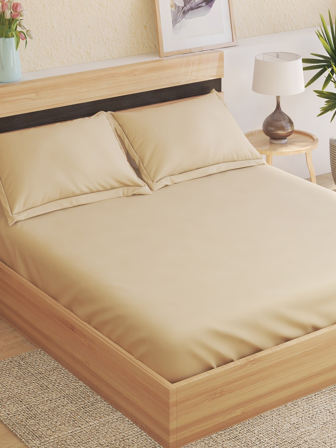 

Home Centre Colour Refresh Beige 144 TC Cotton King Bedsheet With 2 Pillow Covers