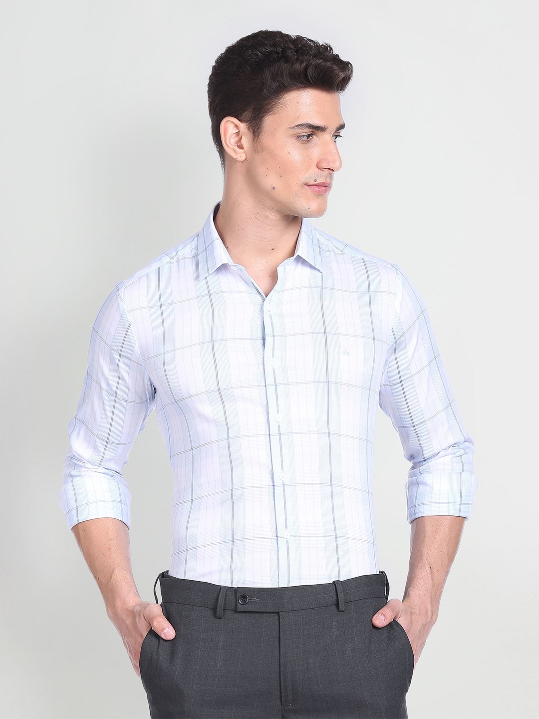 

Arrow Slim Fit Checked Formal Shirt, Blue