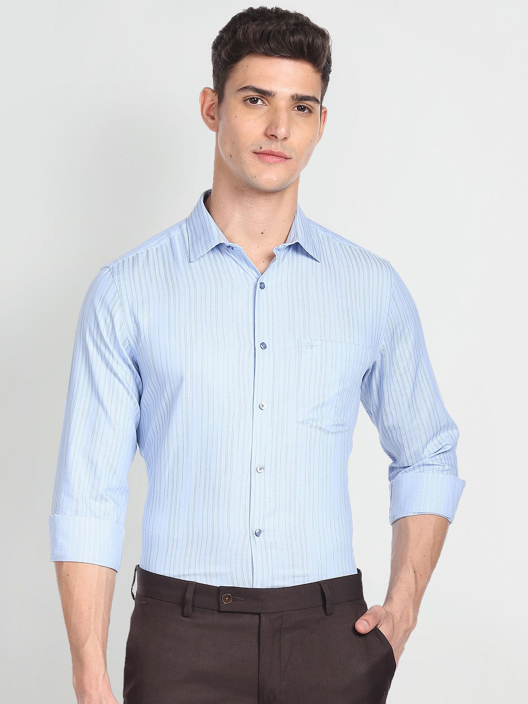 

Arrow Self Design Pure Cotton Formal Shirt, Blue