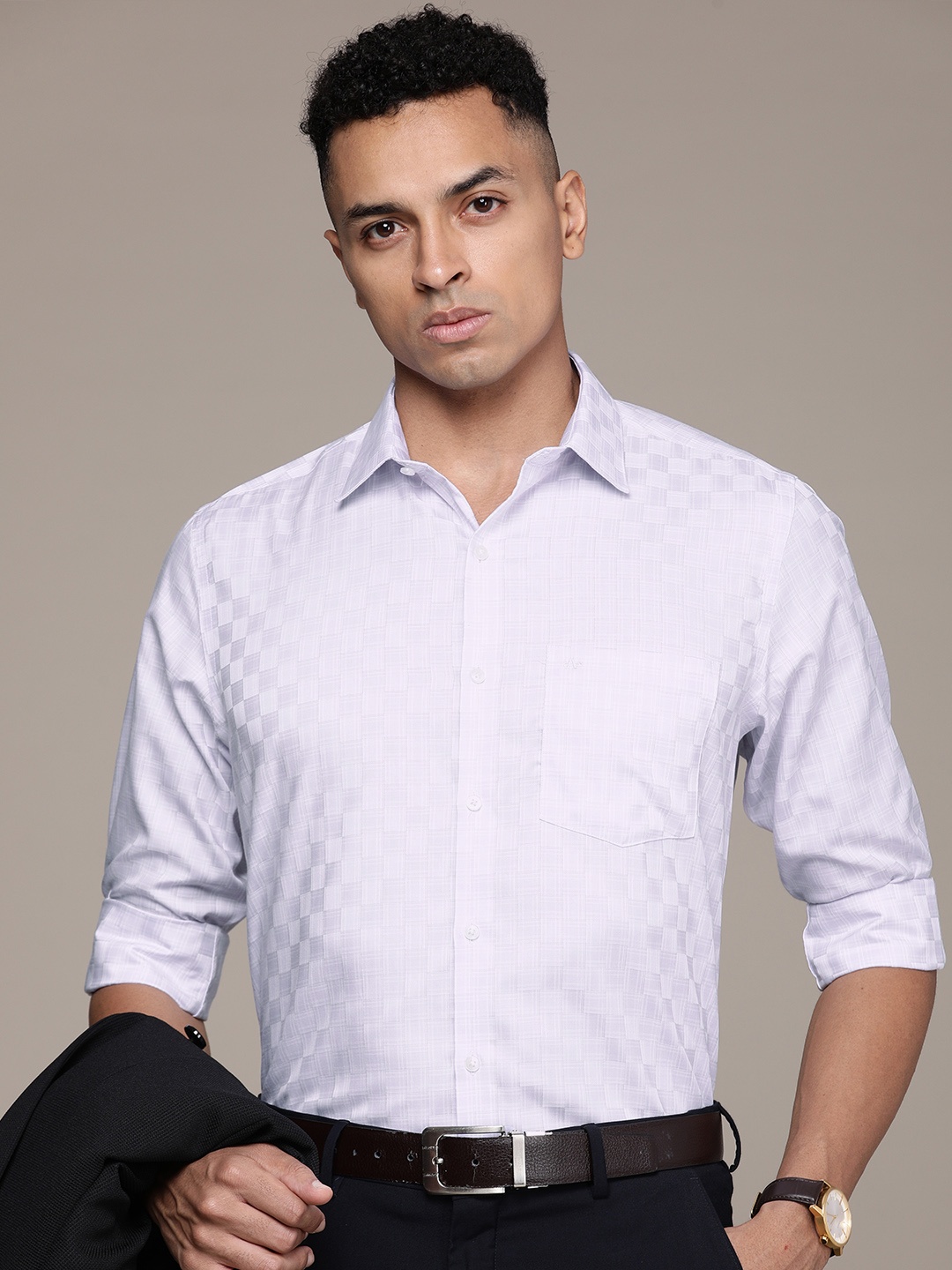 

Arrow Tartan Checked Pure Cotton Auto Press Formal Shirt, Lavender