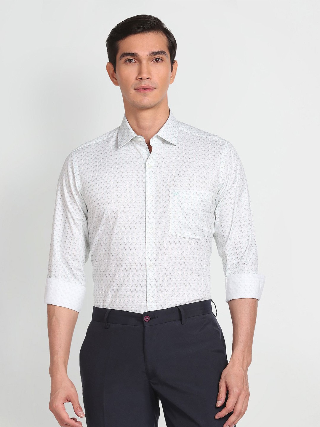 

Arrow Micro Ditsy Printed Pure Cotton Formal Shirt, White