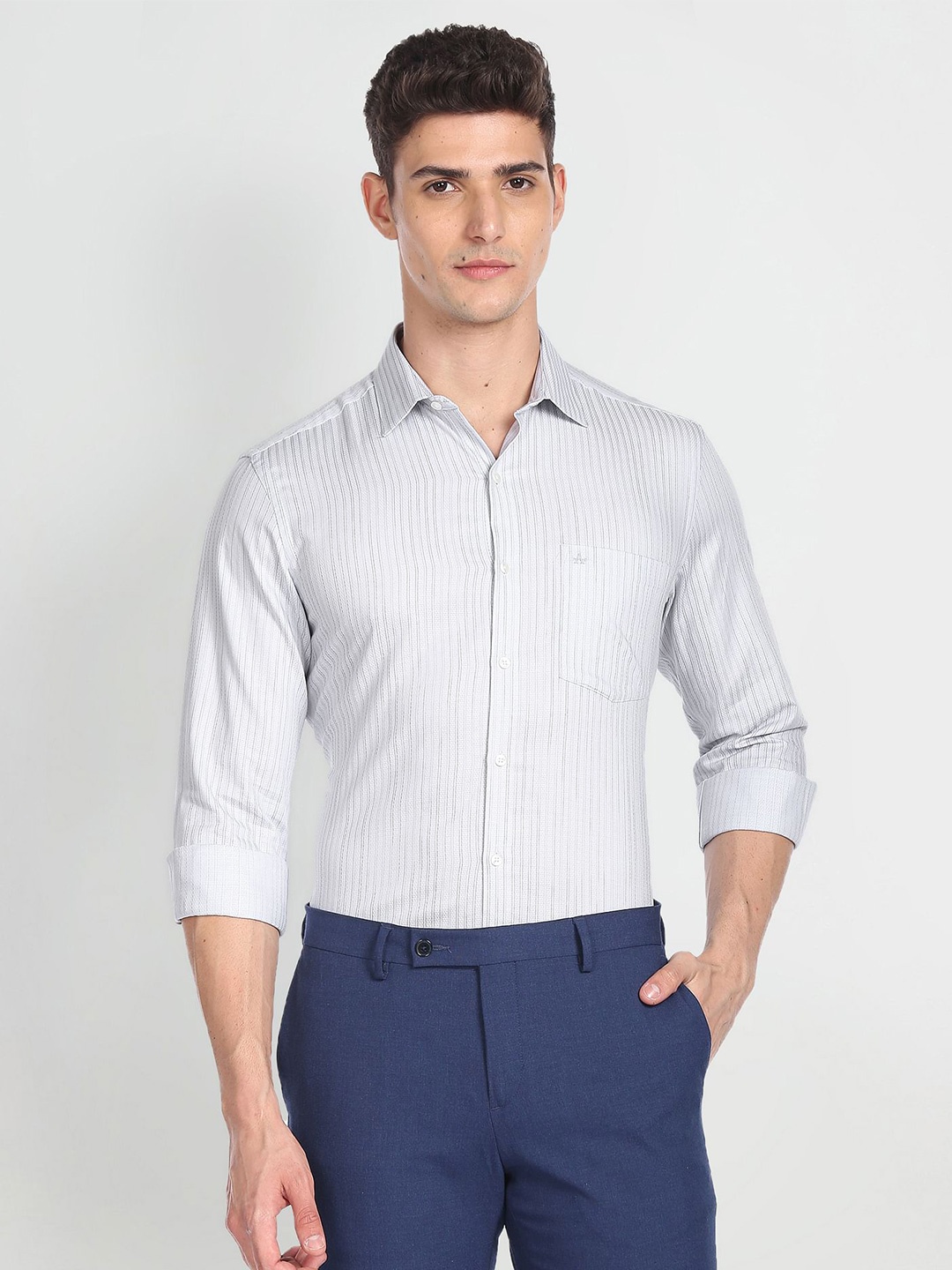 

Arrow Self Design Pure Cotton Formal Shirt, Grey