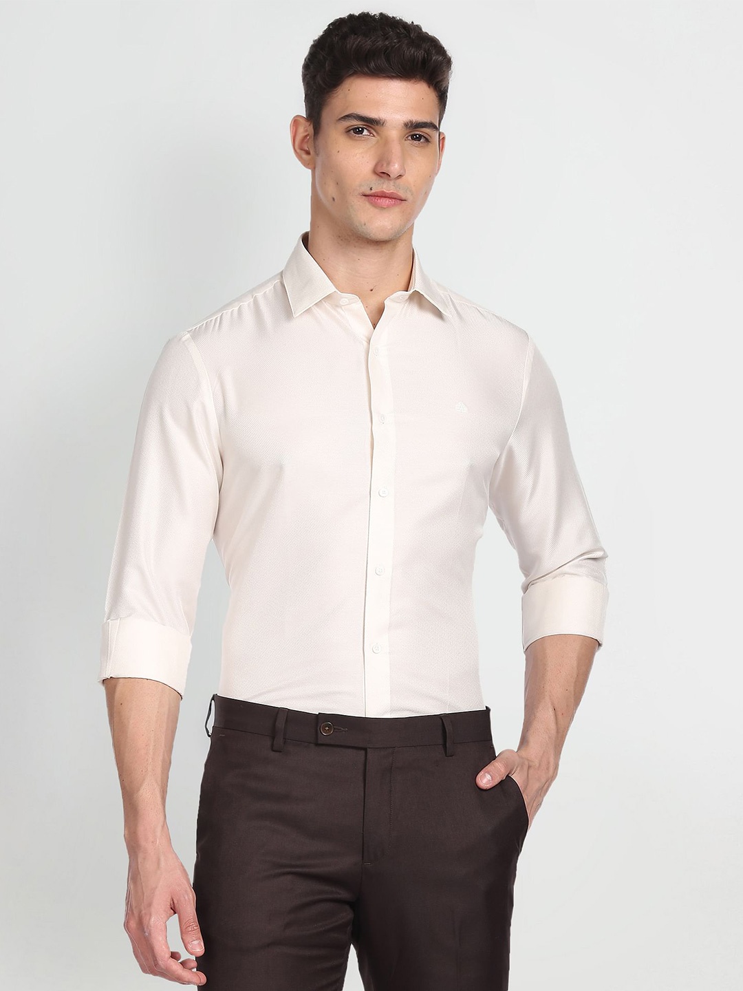 

Arrow Self Design Textured Formal Shirt, White