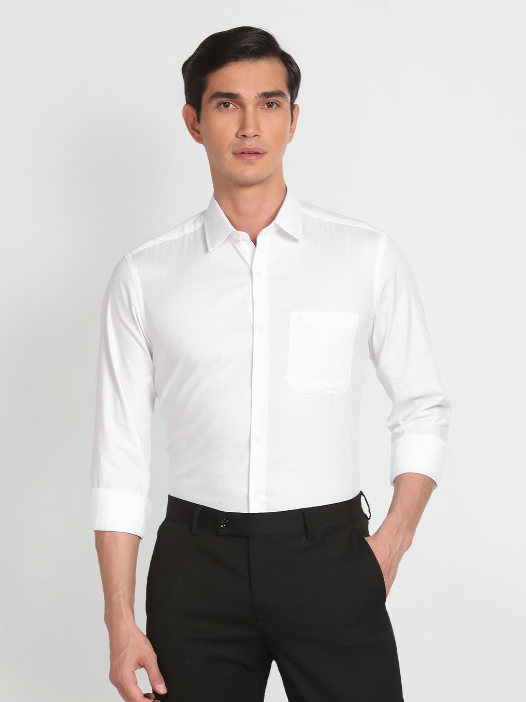 

Arrow Slim Fit Self Design Pure Cotton Formal Shirt, White